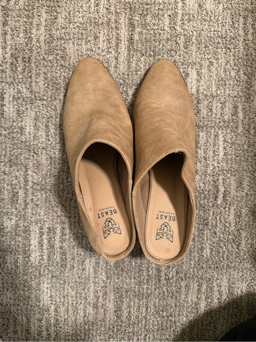 BEAST FASHION Tan Suede Slip-On Mules